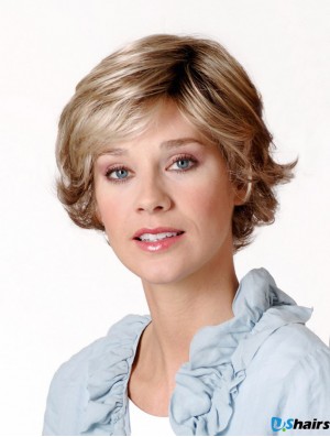 Synthetic Capless 8 inch Layered Wavy Blonde Short Ladies Wigs