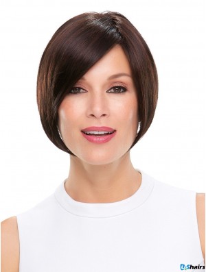 Straight Black Without Bangs 6 inch Mono Wigs