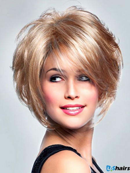 UK Lace Wigs With Monofilament Short Length Curly Style Layered Cut