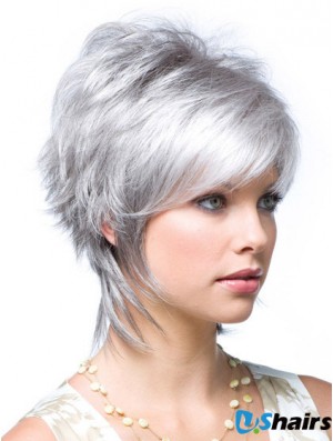 Cheap Ladies Grey Synthetic Wigs Wavy Style For Women