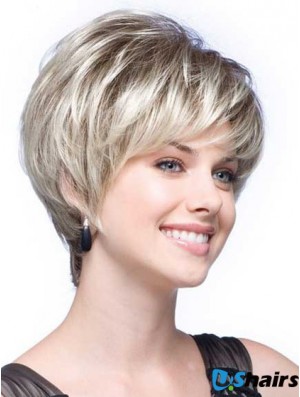 Grey Wigs With Synthetic Short Length Wavy Style