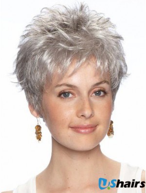 Grey Women Synthetic Hair Wigs Online Wavy