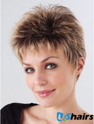 Synthetic Cropped Monofilam Boycuts Hand Tied Mono Petite Wigs