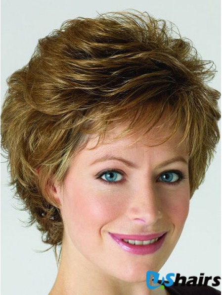 Monofilament Lace Front Wigs Blonde Color Short Length Layered Cut