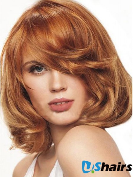 Chin Length Wavy Monofilament Auburn Best Bob Wigs