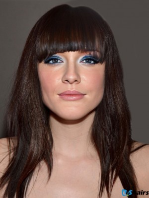 Long Straight With Bangs Brown New 100% Hand-tied Carly Rae Jepsen Wigs