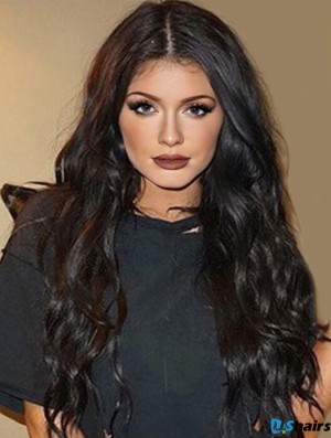 Convenient 24 inch Long Curly Without Bangs Lace Front Kylie Jenner Wigs