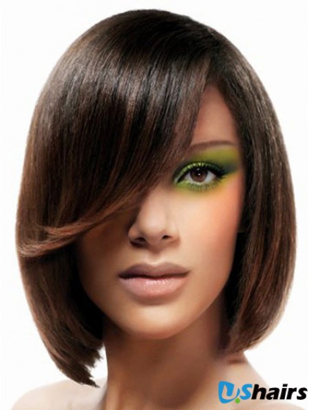 Lace Front Chin Length Straight Brown No-Fuss Bob Wigs