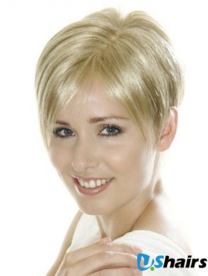 Soft Blonde Cropped Straight Boycuts Lace Front Wigs