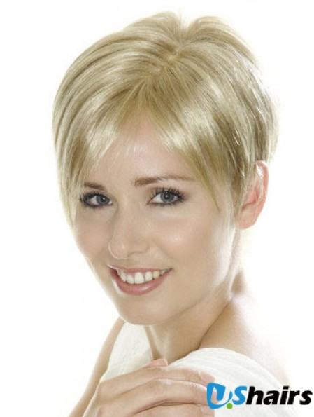 Soft Blonde Cropped Straight Boycuts Lace Front Wigs