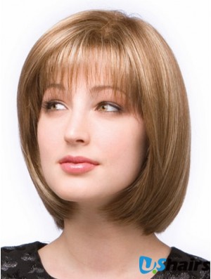 Chin Length Straight Monofilament Brown Stylish Bob Wigs