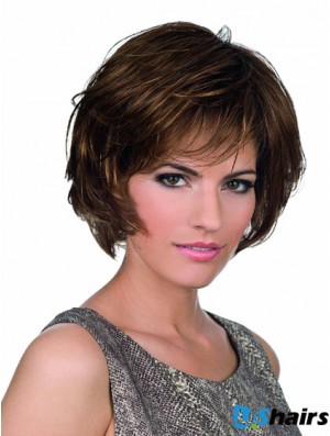 Bobs Lace Front Chin Length Synthetic Brown Monofilament Parting Wigs