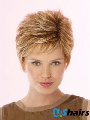 Fabulous Blonde Cropped Wavy Boycuts Lace Front Wigs