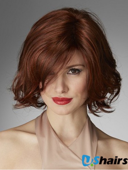 Chin Length Curly Layered Red Perfect 100% Hand-tied Wigs