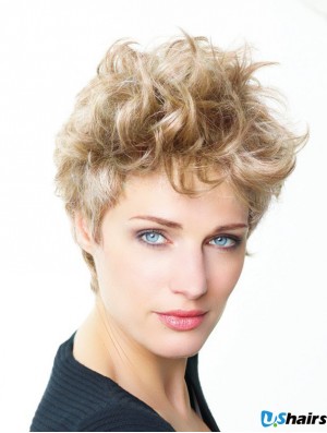 Curly Boycuts Short Blonde Trendy Lace Front Wigs