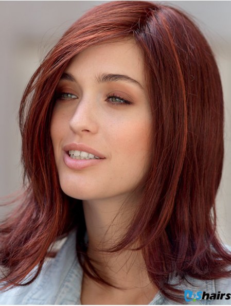 Wigs Online Monofilament Red Color Straight Style Layered Cut