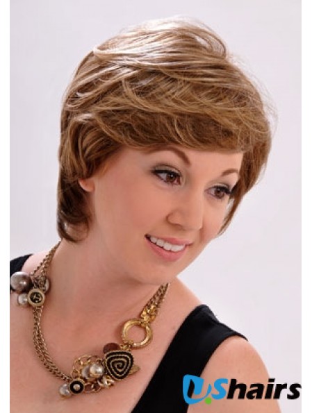 10 inch Stylish Straight With Bangs Brown Short Wigs