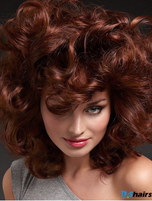 Long Curly Layered Auburn Good 100% Hand-tied Wigs