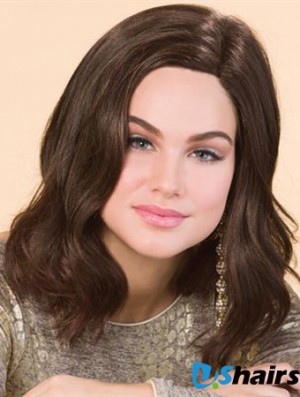 Shoulder Length Wavy Without Bangs Good Brown Lace Front Wigs