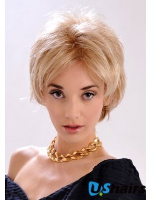 9 inch Top Straight Layered Blonde Short Wigs