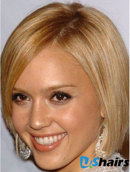 Straight 100% Hand-tied Bobs Chin Length Blonde Online  Wigs