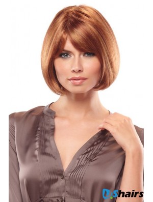 Chin Length Straight Monofilament Auburn Perfect Bob Wigs