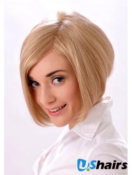 Chin Length Straight Monofilament Blonde Style Bob Wigs