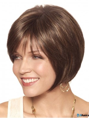 Bobs Short Brown Straight Petite Women Wigs