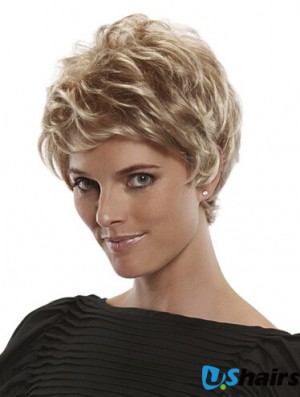 Short Straight Boycuts Blonde Flexibility 100% Hand-tied Wigs