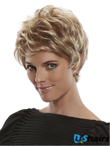 Short Straight Boycuts Blonde Flexibility 100% Hand-tied Wigs