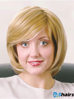 Bobs Chin Length Straight Blonde 12 inch Good Monofilament Wigs