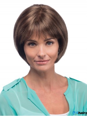 Straight Chin Length Brown 10 inch 100% Hand-tied Fabulous Bob Wigs