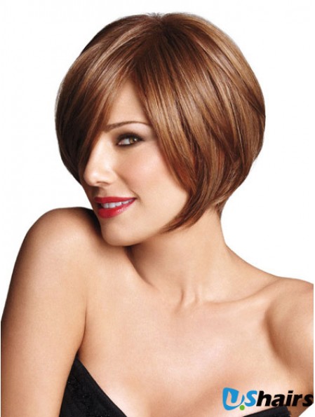 Capless Short Straight Brown Trendy Bob Wigs