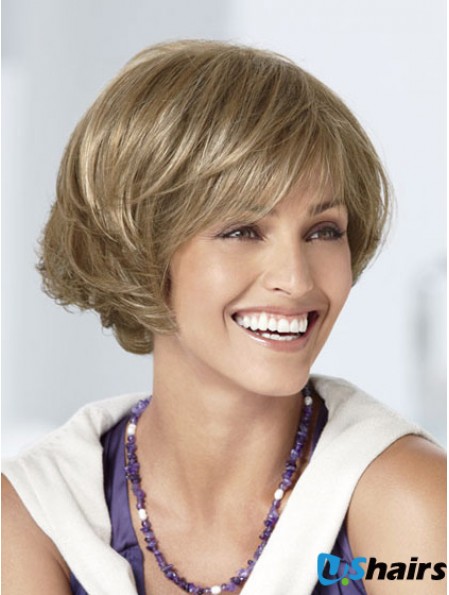 Capless Short Wavy Blonde Great Bob Wigs