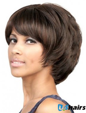 Capless Chin Length Wavy Brown Suitable Bob Wigs