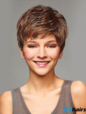 Short Curly Wigs With Capless Synthetic Blonde Color Cropped Length