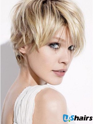 Short Blonde Wigs With Capless Straight Style Boycuts