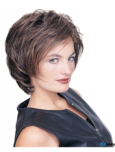 Layered Wavy Brown Capless Exquisite Short Wigs