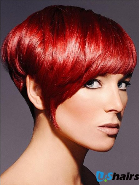 Boycuts Straight Red Capless Sassy Short Wigs