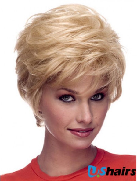 Wigs Human Hair Blonde Color Short Length Layered Cut