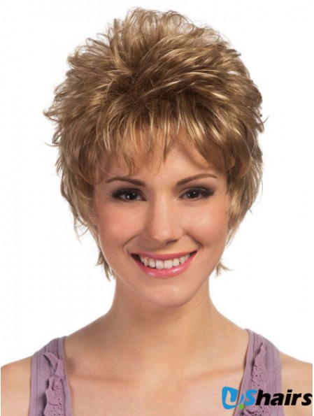 Boycuts Cropped Blonde Curly High Quality Petite Wigs