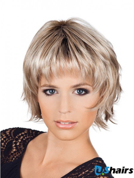 Ladies Bob Style Wigs With Capless Chin Length Blonde Color