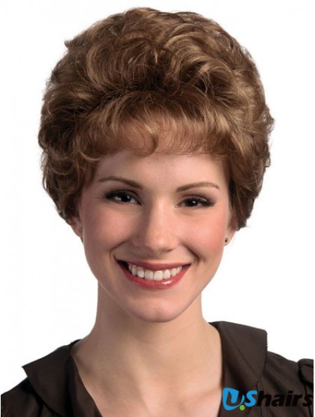 Curly Brown No-Fuss Short Classic Womens Wigs