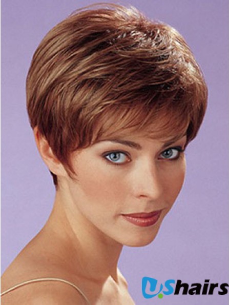 Auburn Synthetic Straight Cropped Capless Boycuts Ladies Wigs UK