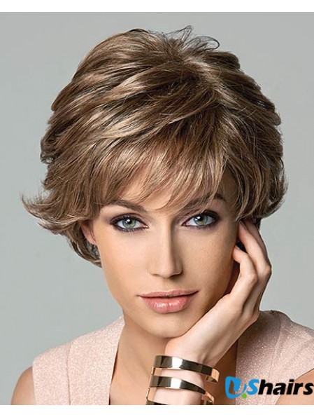 9.5 inch Amazing Wavy Layered Brown Short Wigs