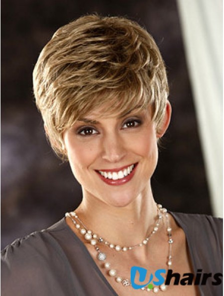 Wavy Boycuts Cropped Fashionable Blonde Synthetic Wigs