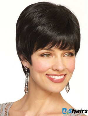 Boycuts Straight Black Capless Popular Short Wigs