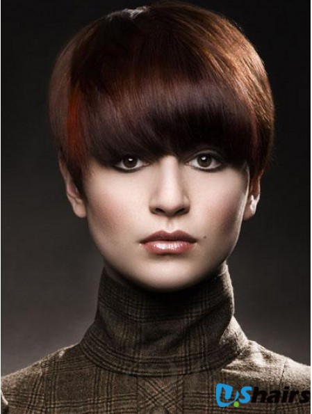 Boycuts Straight Auburn Capless High Quality Short Wigs