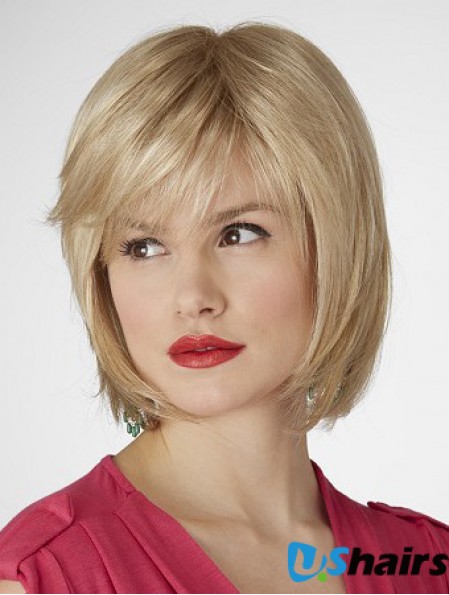 10 inch Natural Straight Bobs Blonde Short Wigs