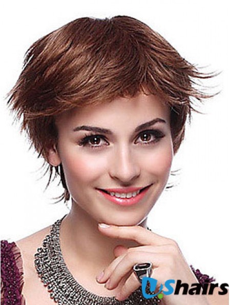 Layered Straight Auburn Capless Trendy Short Wigs